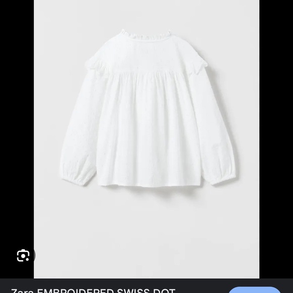 Zara Kids white Embroidered Swiss Dot Ruffled Blouse size 11-12 - Picture 3 of 8